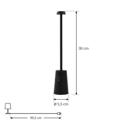 Lindby LED oplaadbare tafellamp Noelani, hoogte 30 cm, IP44, dimbaar