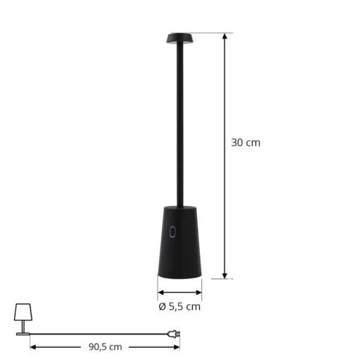 Lindby LED oplaadbare tafellamp Noelani, hoogte 30 cm, IP44, dimbaar