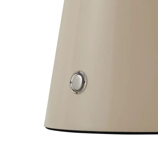 Lindby LED oplaadbare tafellamp Nevijo, beige, Ø20cm, USB, dimmer