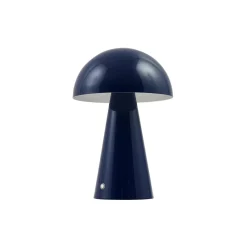 Lindby LED oplaadbare tafellamp Nevijo, blauw, Ø20cm, USB, dimmer