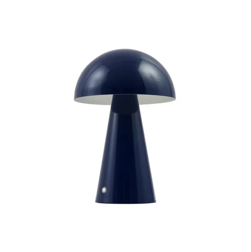Lindby LED oplaadbare tafellamp Nevijo, blauw, Ø20cm, USB, dimmer