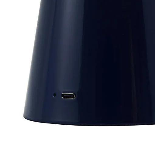Lindby LED oplaadbare tafellamp Nevijo, blauw, Ø20cm, USB, dimmer