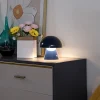 Lindby LED oplaadbare tafellamp Nevijo, blauw, Ø18cm, USB, dimmer