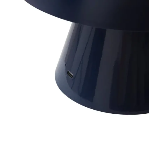 Lindby LED oplaadbare tafellamp Nevijo, blauw, Ø18cm, USB, dimmer
