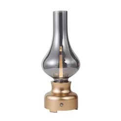 Lindby LED oplaadbare tafellamp Maxentius goudkleurig glazen dimmer