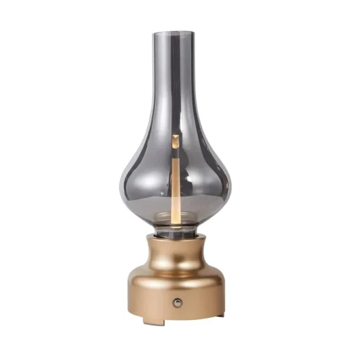 Lindby LED oplaadbare tafellamp Maxentius goudkleurig glazen dimmer