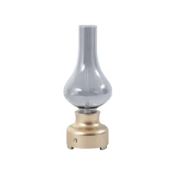 Lindby LED oplaadbare tafellamp Maxentius goudkleurig glazen dimmer