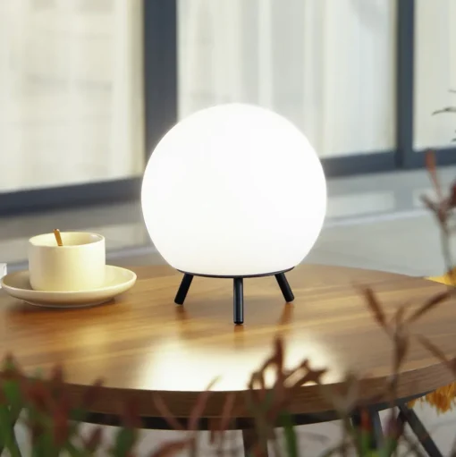 Lindby LED oplaadbare tafellamp Aurilia, zwart/wit, ijzer, IP44
