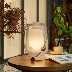 Lindby LED oplaadbare tafellamp Nella, wit, USB, IP44, dimbaar
