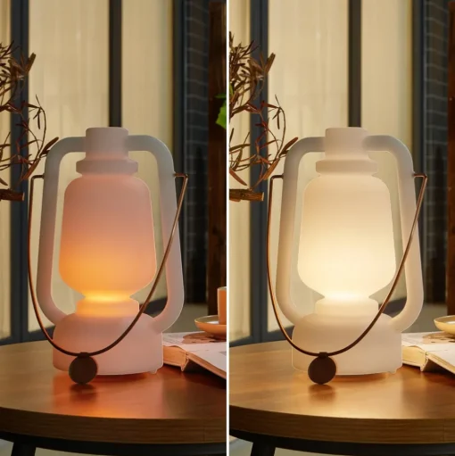 Lindby LED oplaadbare tafellamp Nella, wit, USB, IP44, dimbaar
