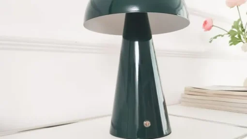 Lindby LED oplaadbare tafellamp Nevijo, groen, Ø20 cm, USB, dimmer