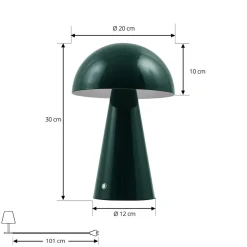 Lindby LED oplaadbare tafellamp Nevijo, groen, Ø20 cm, USB, dimmer