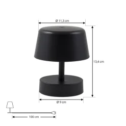 Lindby LED oplaadbare tafellamp Nalani, 13 cm hoog, IP44, dimbaar