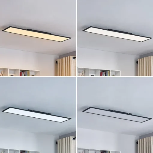 Lindby LED paneel Lamin, zwart, 120cm, CCT, dimbaar, afstandsbediening