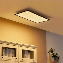 Lindby LED paneel Lamin, zwart, 80 cm, CCT, dimbaar, afstandsbediening