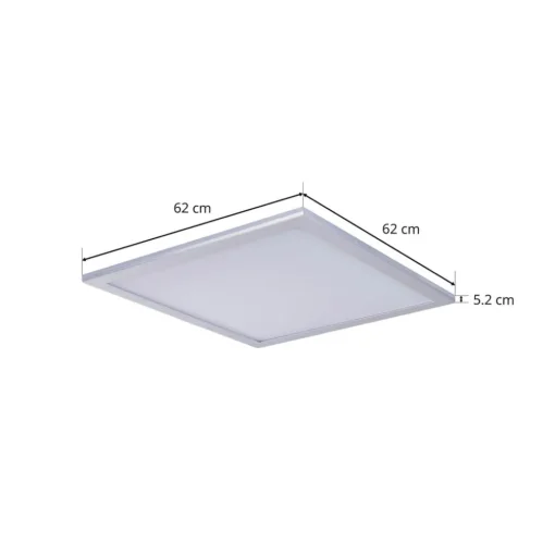 Lindby LED paneel Livel, 4000K, 62 cm x 62 cm, zilver, metaal