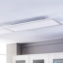 Lindby LED paneel Livel, 4000K, 120cm x 30cm, zilver, metaal