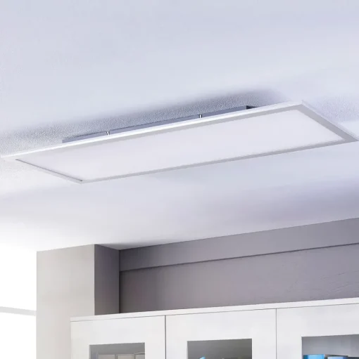 Lindby LED paneel Livel, 4000K, 120cm x 30cm, zilver, metaal