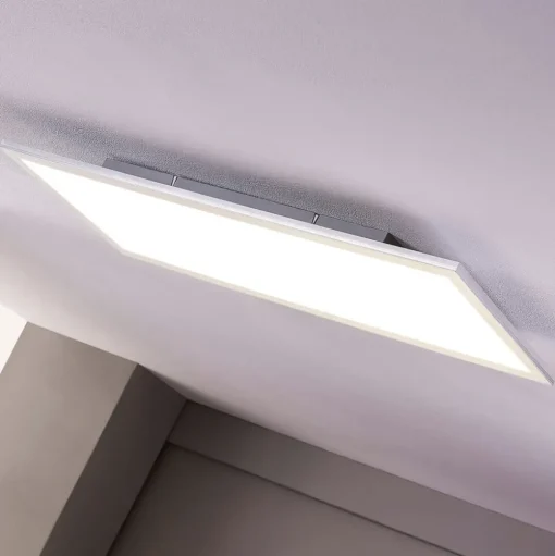 Lindby LED paneel Livel, set van 2, 4.000 K, 80 x 30 cm, zilver