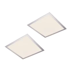 Lindby LED paneel Livel, set van 2, 4.000 K, 40 x 40 cm, zilver