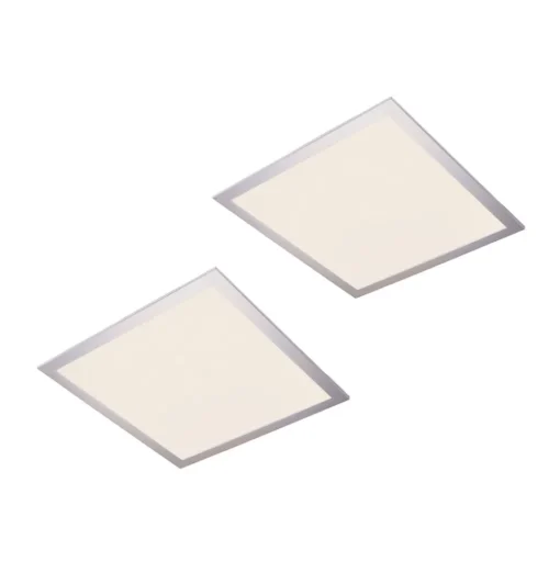 Lindby LED paneel Livel, set van 2, 4.000 K, 40 x 40 cm, zilver