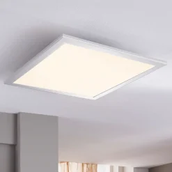 Lindby LED paneel Livel, set van 2, 4.000 K, 40 x 40 cm, zilver