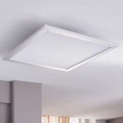 Lindby LED paneel Livel, set van 2, 4.000 K, 40 x 40 cm, zilver