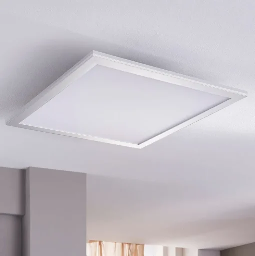 Lindby LED paneel Livel, set van 2, 4.000 K, 40 x 40 cm, zilver