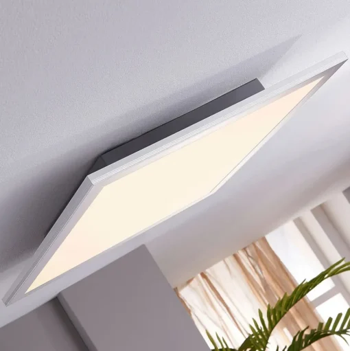 Lindby LED paneel Livel, set van 2, 4.000 K, 40 x 40 cm, zilver