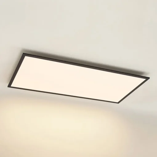 Lindby LED paneel Nelios, 120 x 60 cm, CCT, zwart, metaal