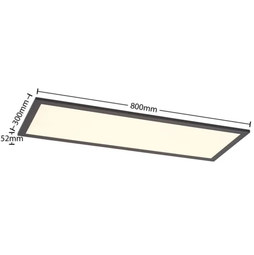 Lindby LED paneel Nelios, 80 x 30 cm, CCT, zwart, metaal