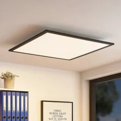 Lindby LED paneel Nelios, 62 x 62 cm, 4.000K, zwart, metaal