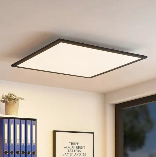 Lindby LED paneel Nelios, 62 x 62 cm, 4.000K, zwart, metaal