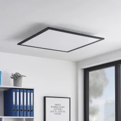 Lindby LED paneel Nelios, 62 x 62 cm, 4.000K, zwart, metaal