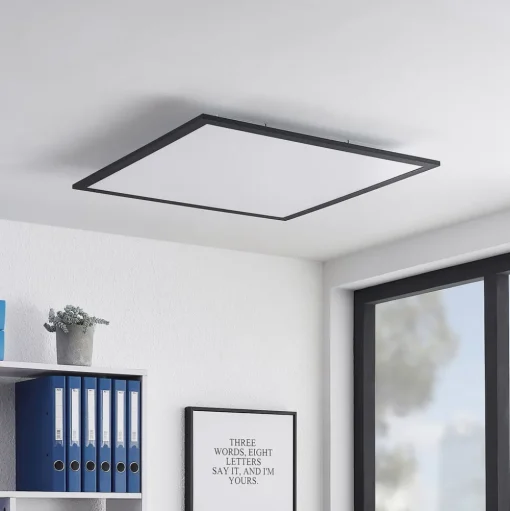 Lindby LED paneel Nelios, 62 x 62 cm, 4.000K, zwart, metaal