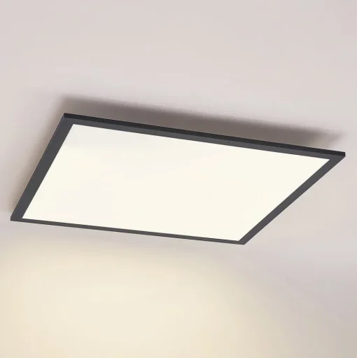 Lindby LED paneel Nelios, 62 x 62 cm, 4.000K, zwart, metaal