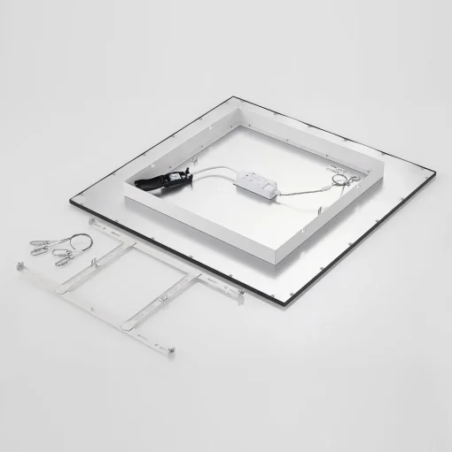 Lindby LED paneel Nelios, 62 x 62 cm, 4.000K, zwart, metaal