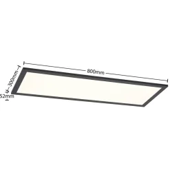 Lindby LED paneel Nelios, 80 x 30 cm, 4.000K, zwart, metaal