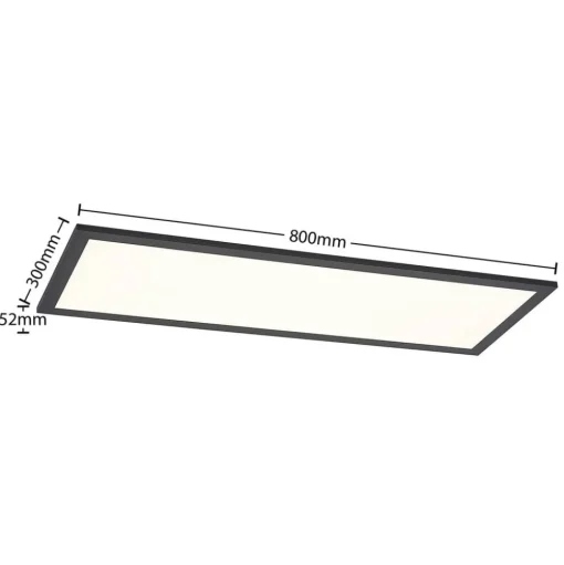 Lindby LED paneel Nelios, 80 x 30 cm, 4.000K, zwart, metaal