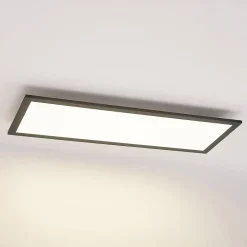 Lindby LED paneel Nelios, 80 x 30 cm, 4.000K, zwart, metaal