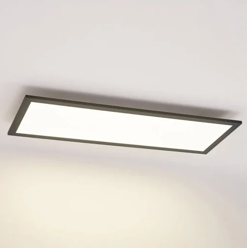 Lindby LED paneel Nelios, 80 x 30 cm, 4.000K, zwart, metaal