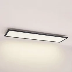 Lindby LED paneel Nelios, 120 x 30 cm, 4000K, zwart, metaal