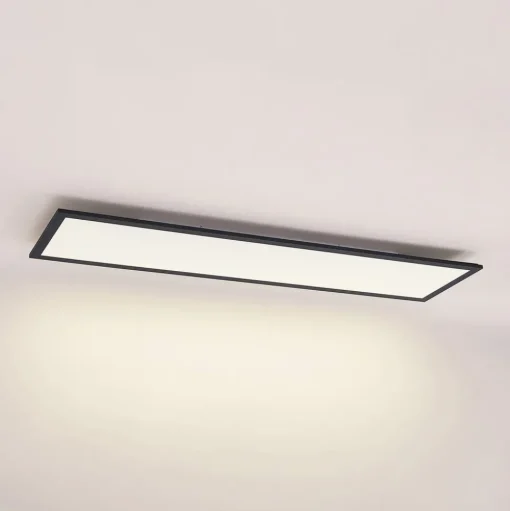 Lindby LED paneel Nelios, 120 x 30 cm, 4000K, zwart, metaal