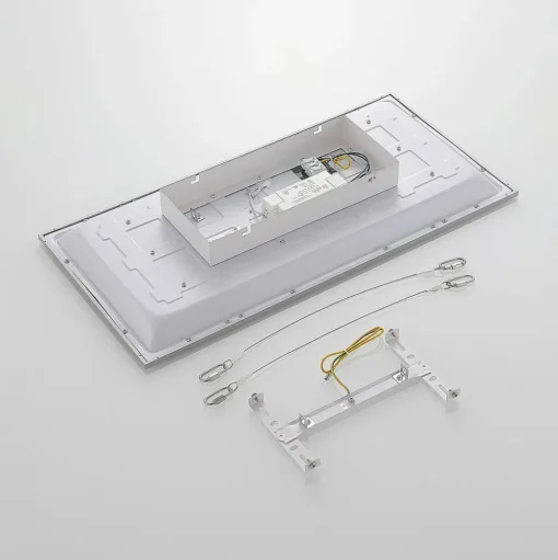Lindby LED paneel Stenley, 4.000 K, 60 cm x 30 cm, zilver/wit