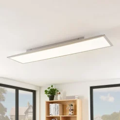Lindby LED paneel Stenley, 4.000 K, 120 cm x 30 cm, zilver/wit