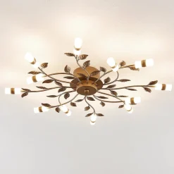 Lindby LED plafondlamp Bentas, brons, metaal, Ø 80cm