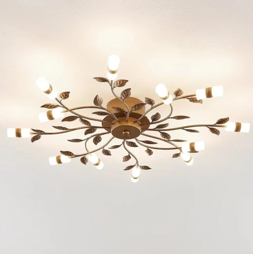 Lindby LED plafondlamp Bentas, brons, metaal, Ø 80cm