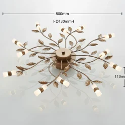 Lindby LED plafondlamp Bentas, brons, metaal, Ø 80cm