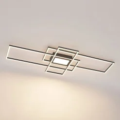 Lindby LED plafondlamp Caitlin, antraciet, metaal, 105cm