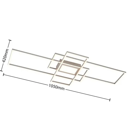 Lindby LED plafondlamp Caitlin, nikkel, metaal, 105cm